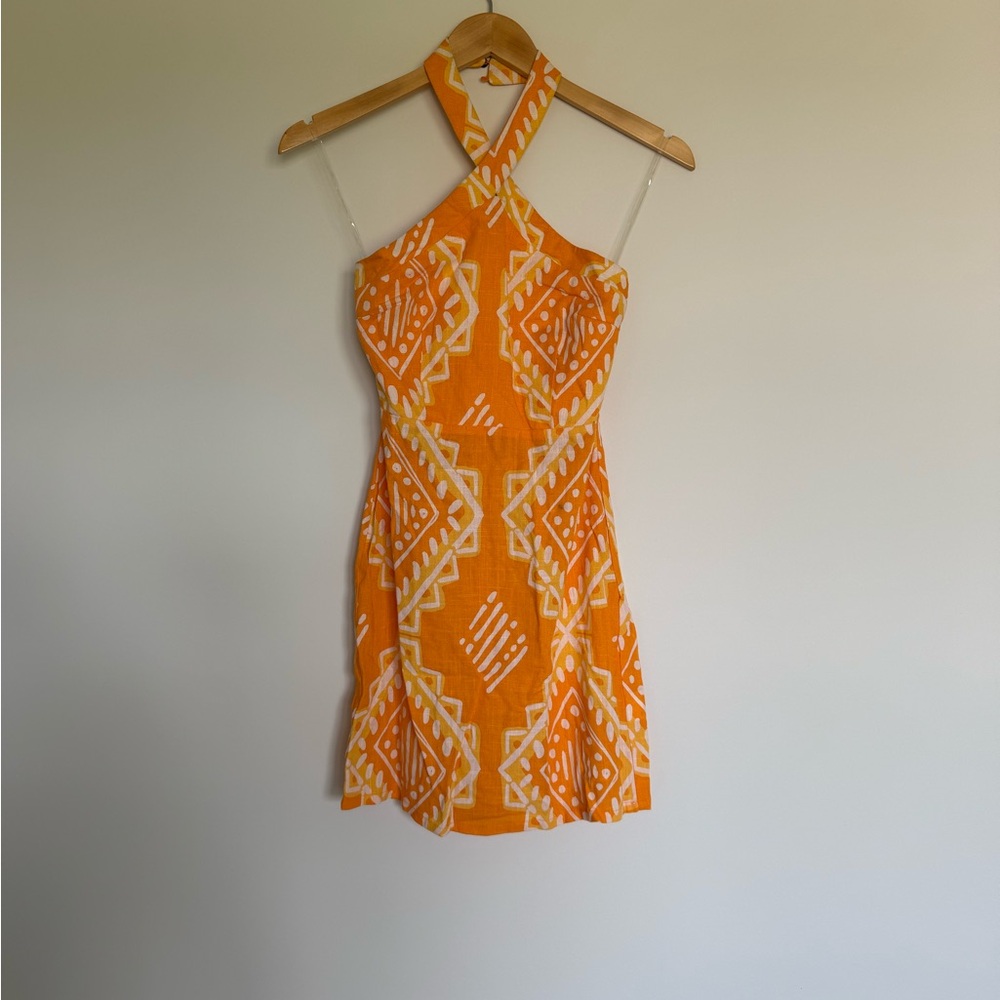Orange Halter Neck Resort Mini Dress